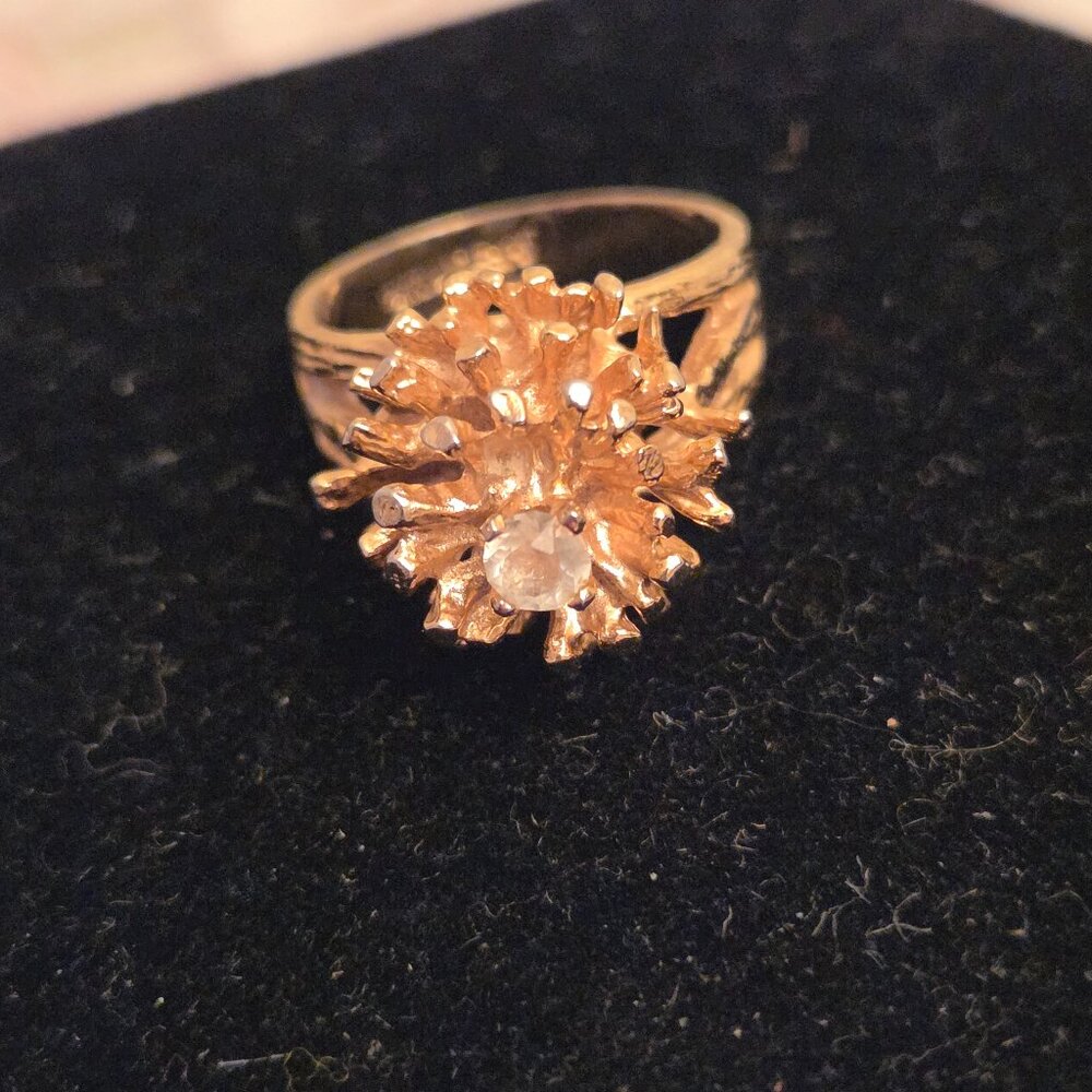 Vintage Gold Statement Ring with Faux Stone